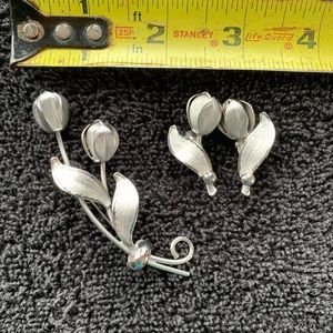 Vintage tulip pin and earrings